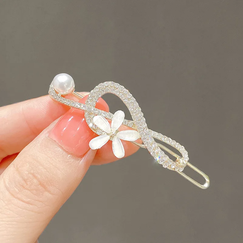 Pearl Hairpins Frog Buckle Hair Clips Crystal Opal Butterfly Flower Ponytail Barrettes Hairgrips Headwear For Women