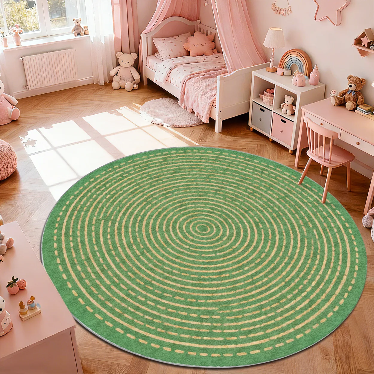 Playful Colorful Cartoon Graffiti Soft Plush Round Area Rug Washable Non Slip Floor Mat For Imaginative Room Decor Gift