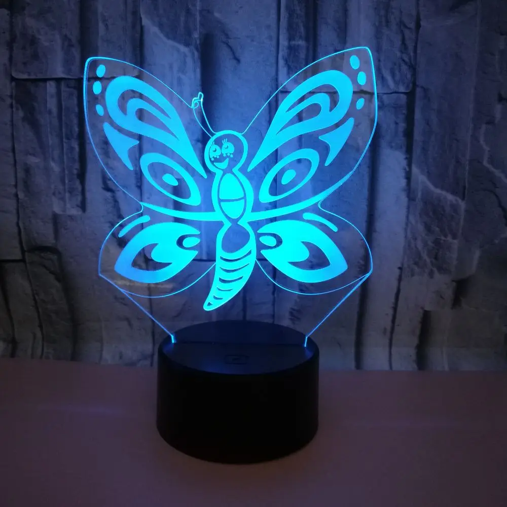 New Butterfly 3d Lamp Seven Color Remote Control Touch Led  Desk Lamp Creative Product Gift 3d Small Table Lamps