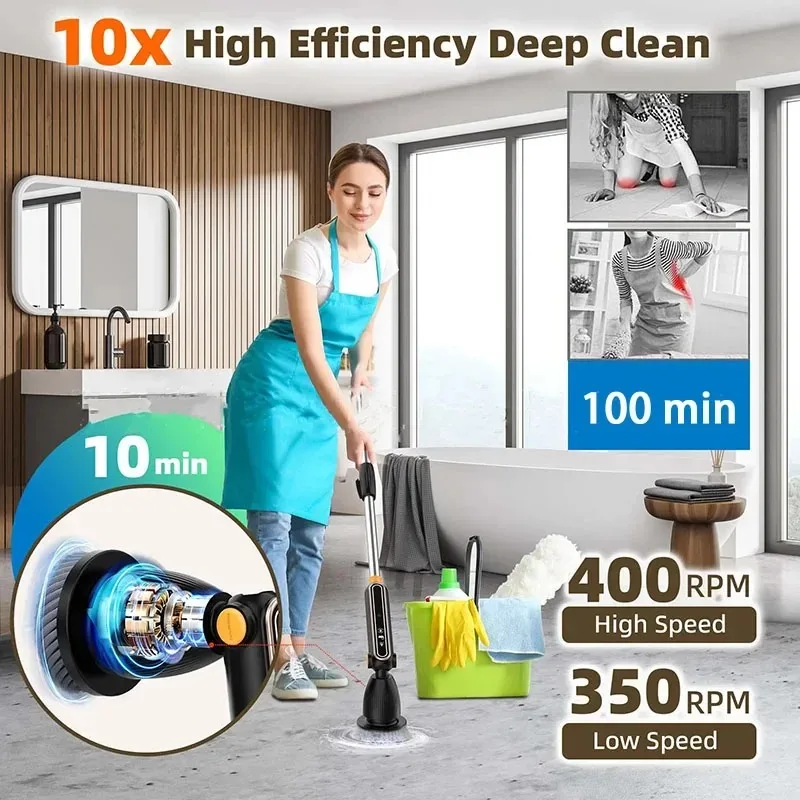 

Electric Cleaning Brush Multifunctional Household Wireless Rotatable Cleaning Brush for Bathroom Kitchen Windows Toilet