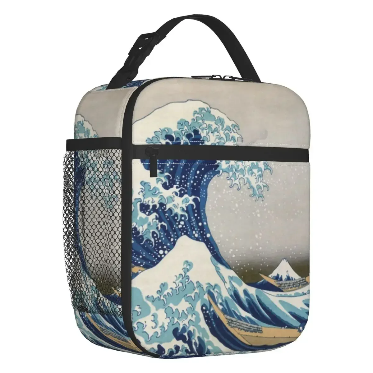 Under The Wave Off Kanagawa Thermal Insulated Lunch Bags Katsushika Hokusai Resuable Lunch Tote for School Storage Food Box