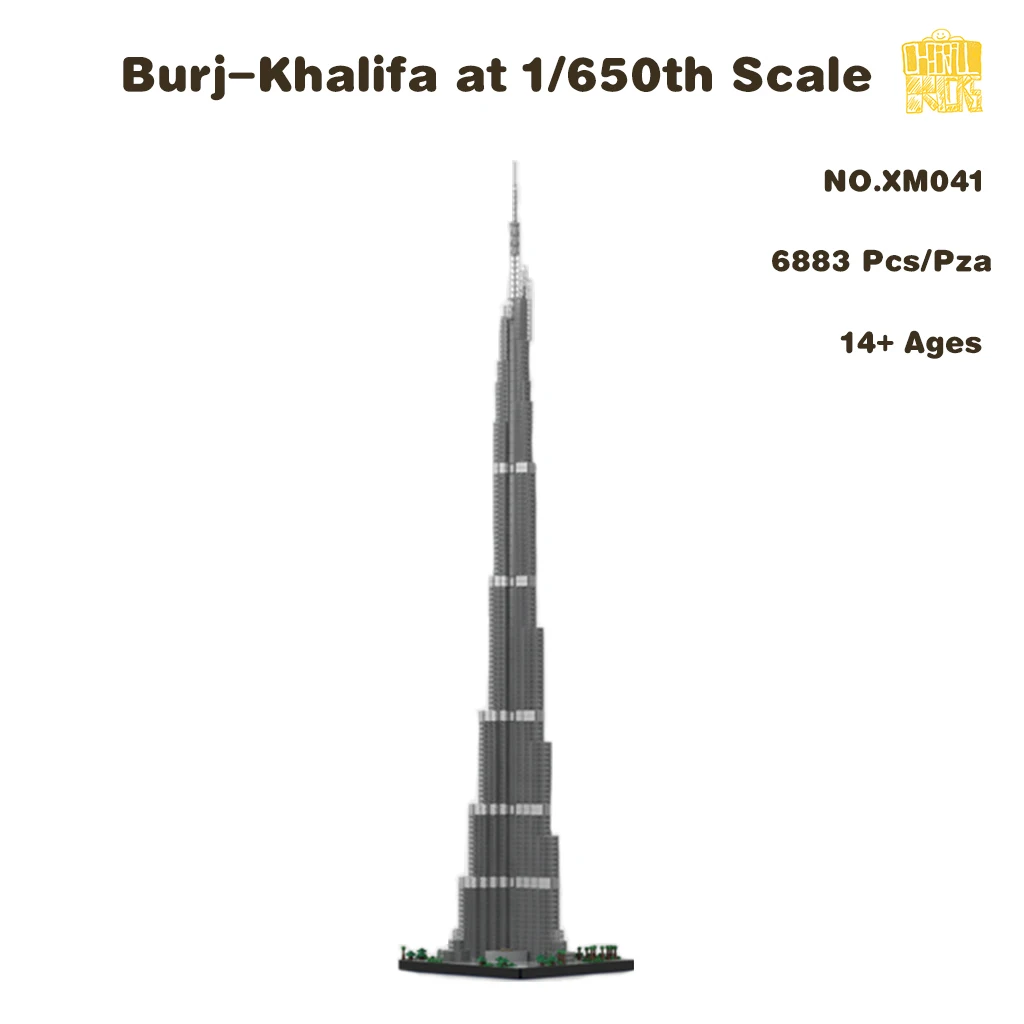 

Строительные блоки MOC-XM041 Burj-Khalifa, модель масштаба с PDF-рисунком, кирпичи, игрушки «сделай сам», подарки на день рождения и Рождество