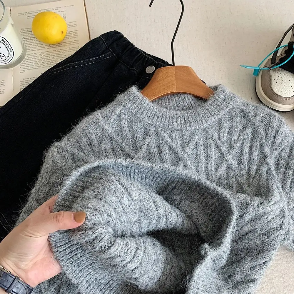 الشتاء الاطفال سميكة محبوك سترة بلون س الرقبة الدافئة البلوز القمم الكورية نمط الفتيات الفتيان قاعدة البلوزات الأطفال تريكو