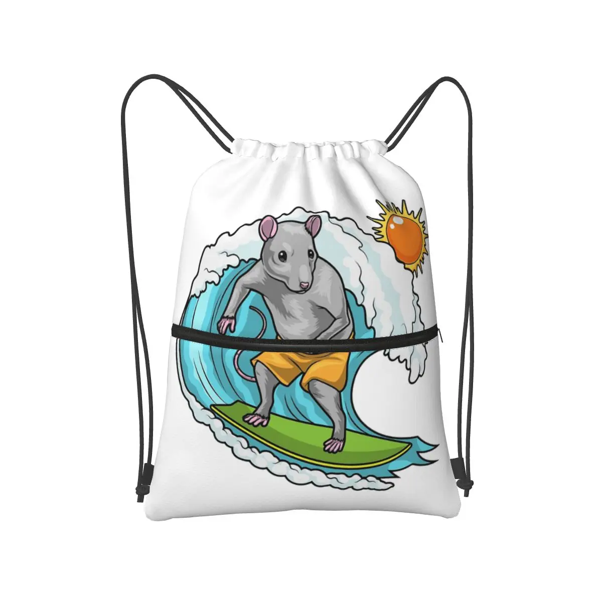 

Rat Summer Surfer Backpacks Fashion Drawstring Bags Sundries Bag Book Bags for Travel School