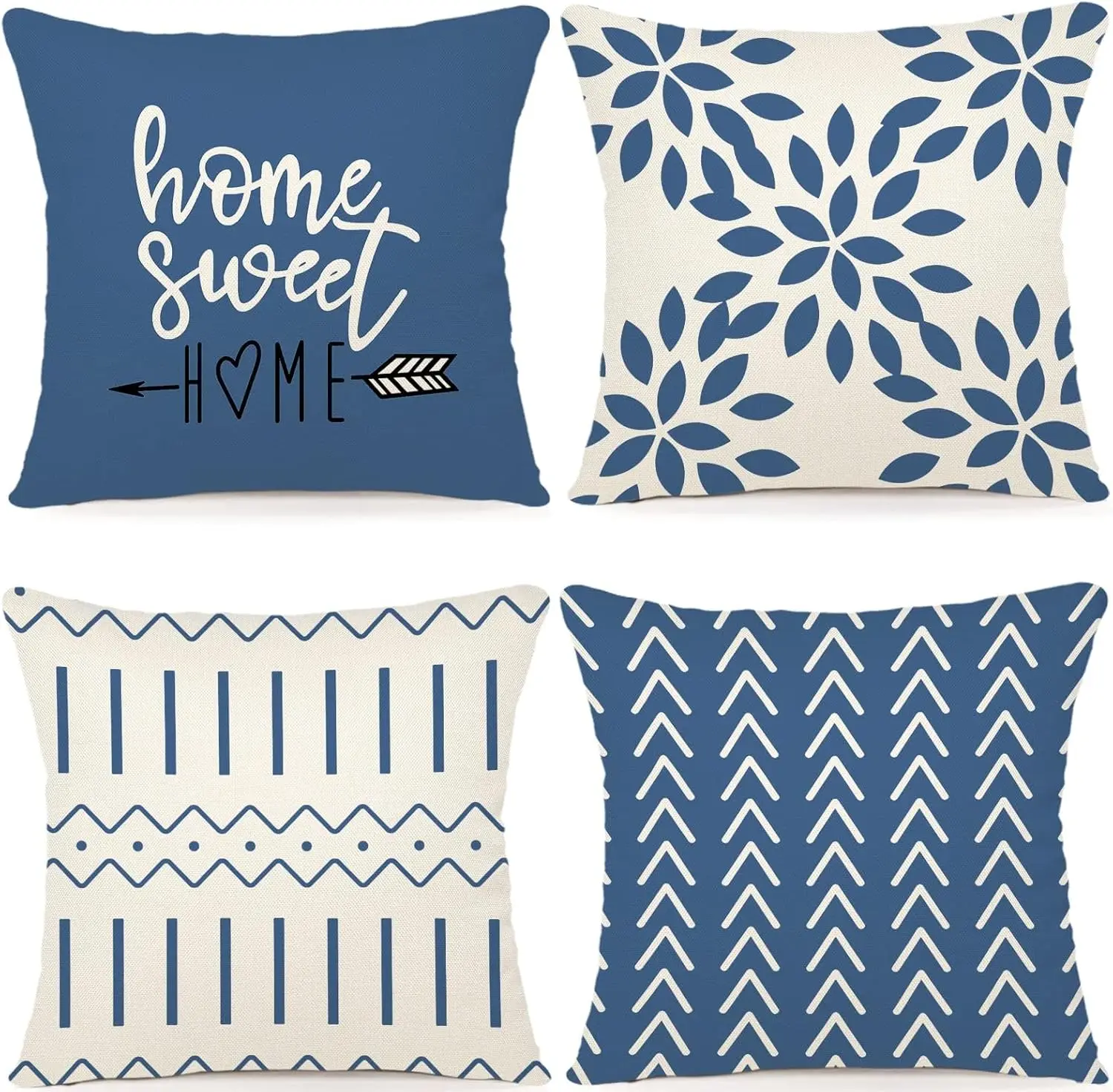 

Pillow Covers 18x18 Set of 4, Modern Sofa Throw Pillow Cover, Decorative Outdoor Linen Fabric Pillow Case for Couch Bed Car，Ligh