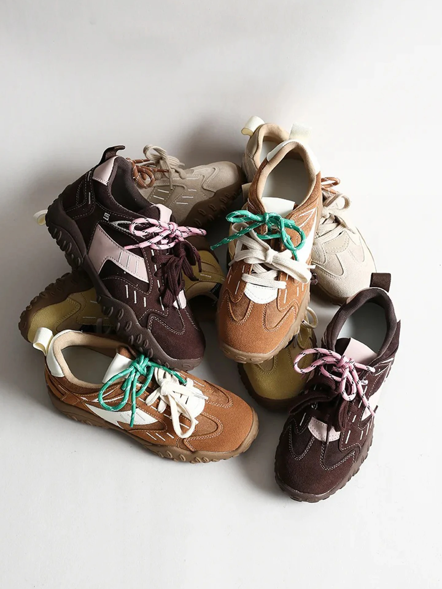 

Роскошные кожаные кроссовки Deqin на шнуровке в стиле ретро с увеличенной подошвой, универсальные, классические, с цветовыми блоками