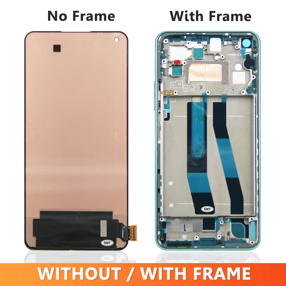 AMOLED LCD For Xiaomi Mi 11 Lite 5G M2101K9G Display with Frame Touch Screen Digitizer Assembly For Mi 11 Lite 5G Replacement