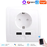 Tuya Zigbee 3.0/Wifi Wall EU Socket 2 USB Charging Port Independent Control Timer Switch Programmable With Alexa Google Home