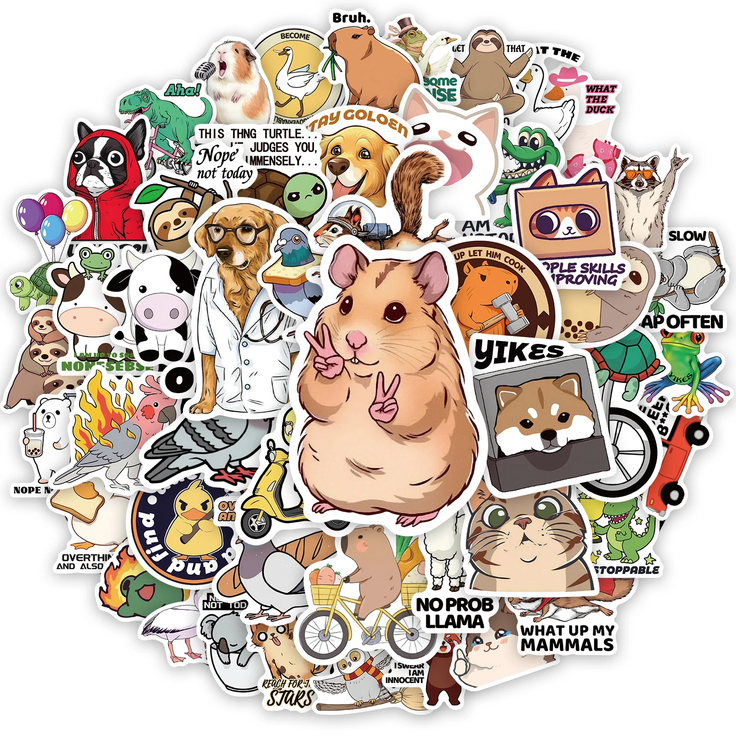 50 pçs engraçado animal diversão adesivos diy casos de telefone portátil copos computador brinquedos adesivos