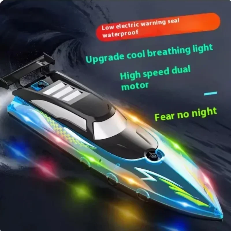 Waterproof Protection Toy Electric Remote Control Boat with Colorful Led Lights for Outdoor Activities Waterproof Rc for Kids