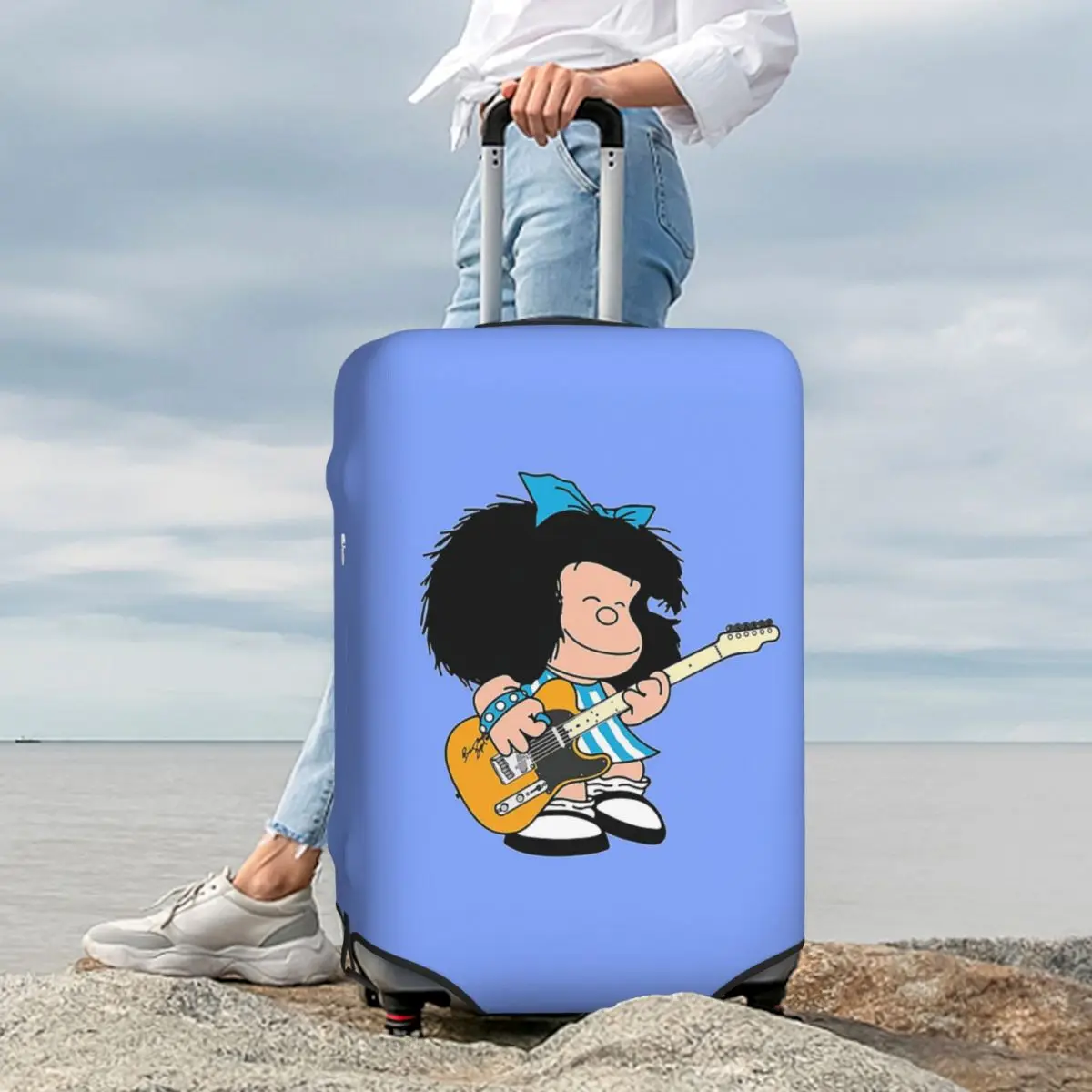 

Mafalda аниме клетчатый чехол для чемодана, эластичные защитные чехлы для дорожного багажа на 18-32 дюймов