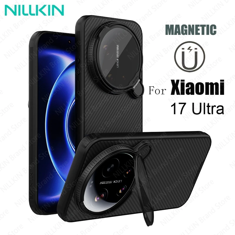 NILLKIN For Xiaomi 17 Ultra MagSafe Case CamShield Prop Magnetic Case Shockproof Phone Holder Camera Cover For Xiaomi 17Ultra