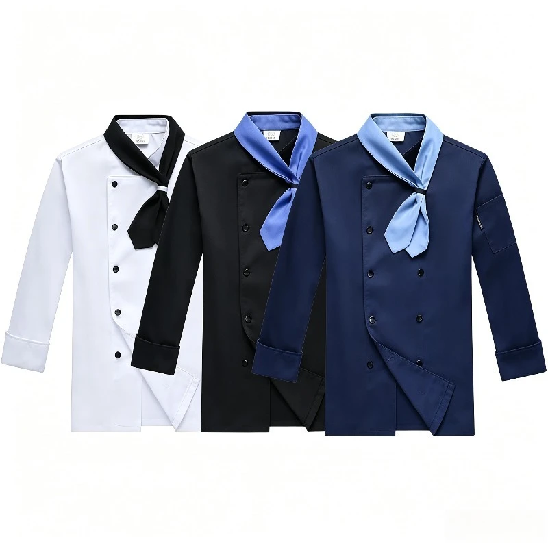 四季通用シェフ服長袖セット-男女兼用、スターレートホテルケータリングおよびキッチン作業服トップス