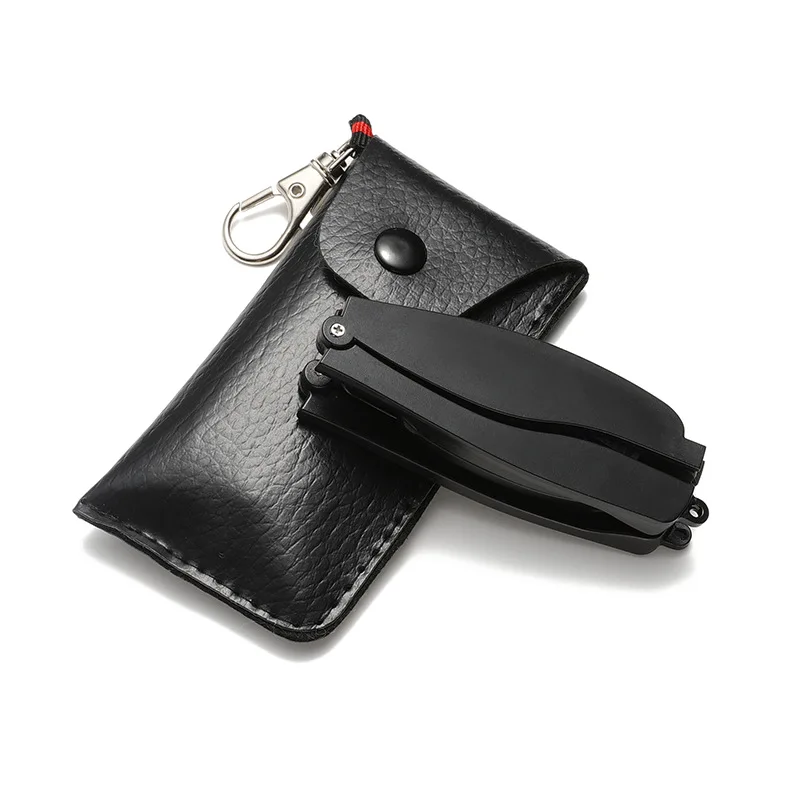 نظارات قراءة قابلة للطي للرجال ، نظارات شفافة سوداء عالية الدقة ، حافظة جلدية