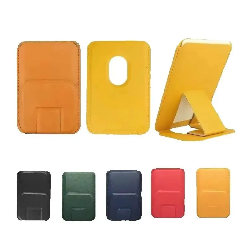 Suporte de couro carteira com suporte de cartão kit suporte magnético do telefone móvel para magsafe iphone 17 16 15 pro max mag suporte de cartão seguro