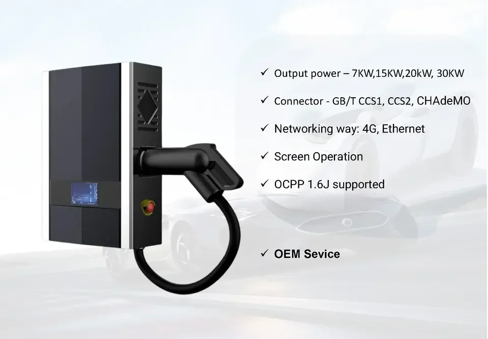 Household Wallbox Ev Charger 7KW 220v 32A GBT Ccs 2 Electric Car Fast Charging Wall Mounted DC Car Charger