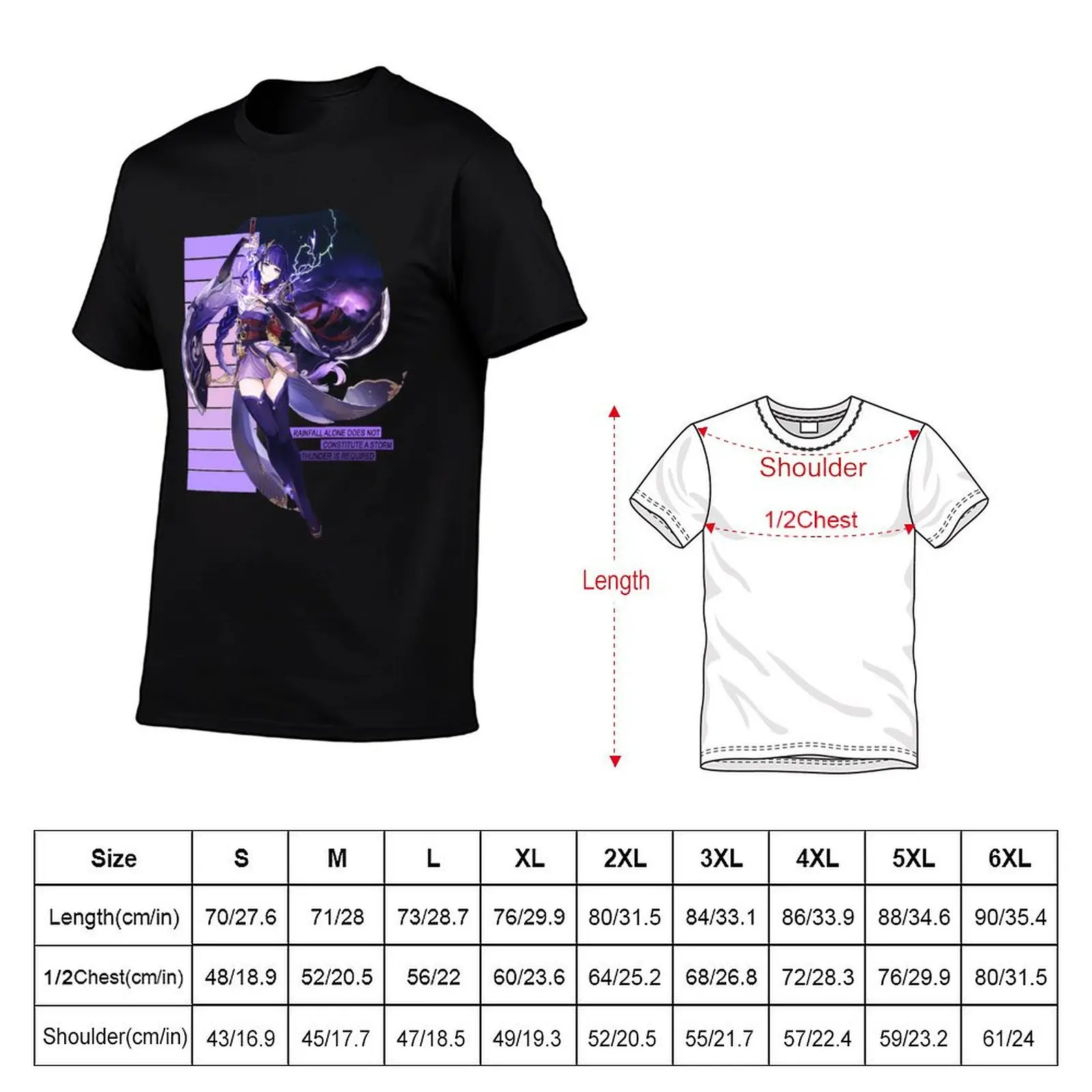 Raiden Shogun T-Shirt anime figures customs design your own sweat anime tshirt plain black t shirts men