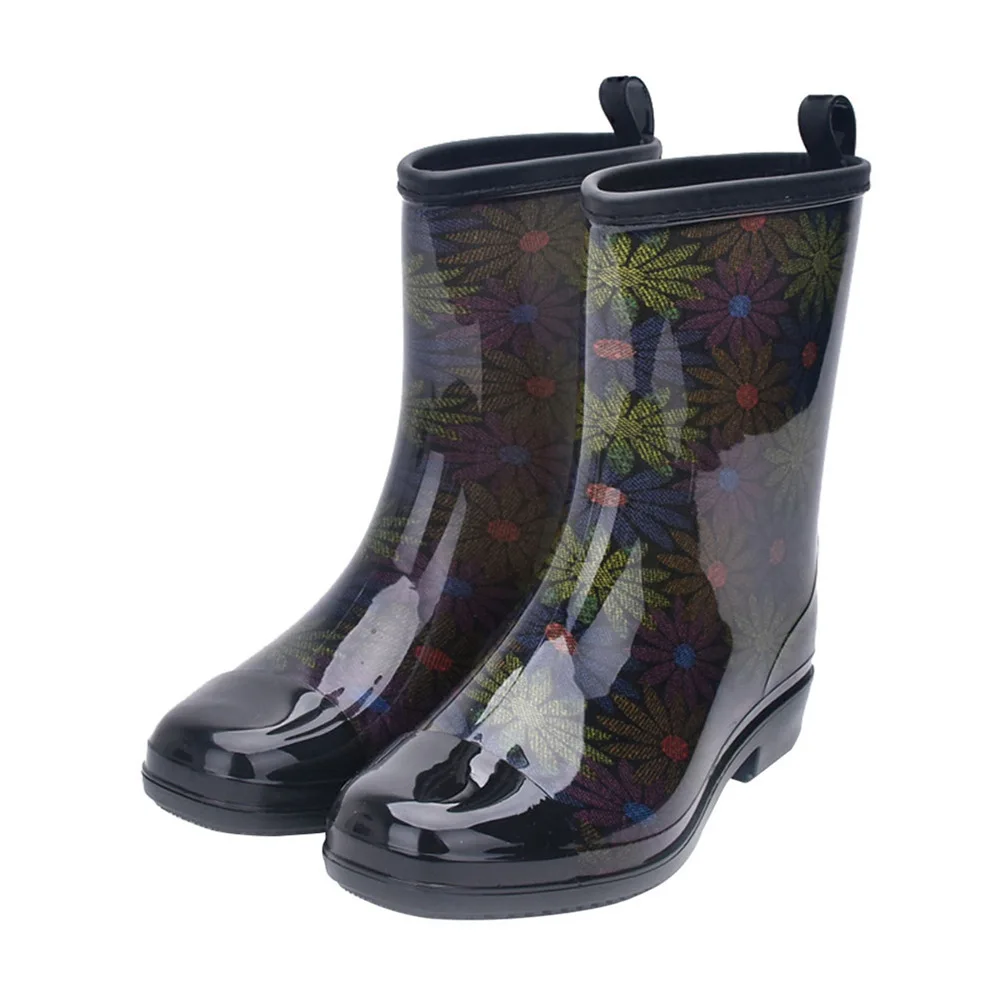 Bottes de pluie en caoutchouc imperméables pour femmes, mi-mollet adulte, chaussures d'eau non aldes, jardin, cuisine, travail, nouvelle mode