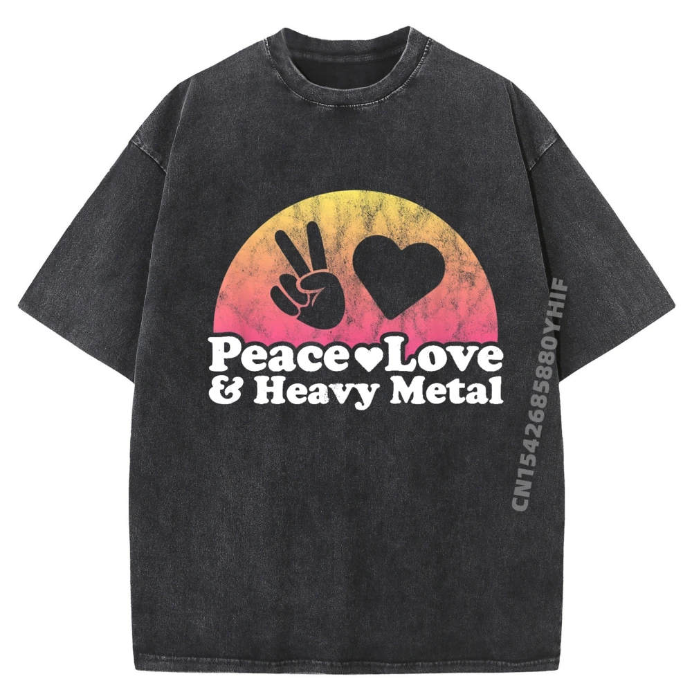 

Роскошная одежда Peace Love And Heavy Metal, мужская дизайнерская одежда, винтажная стираная рубашка, мужские классические топы с принтом