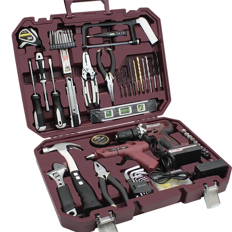 Newest Design Multi-functional Hardware Toolbox Woodworking Power Tools Set Family Hand Tools Set