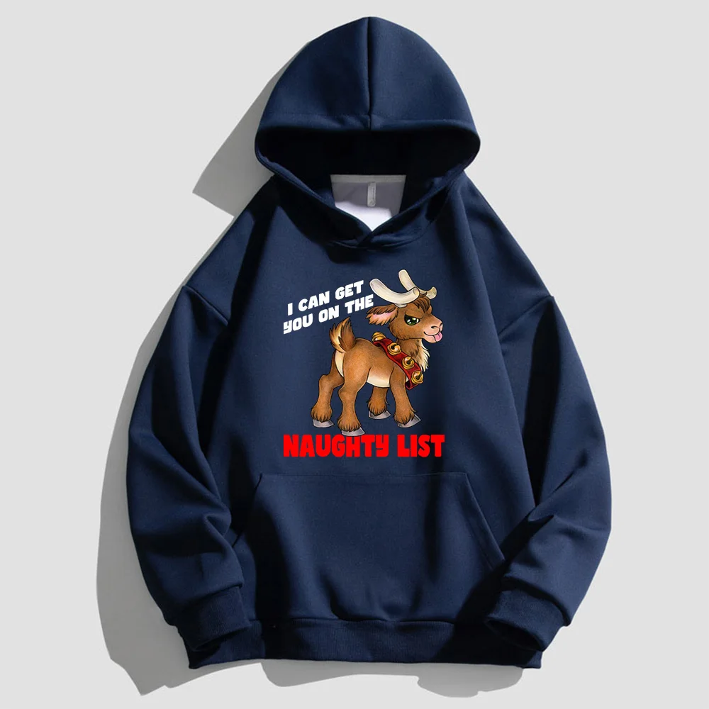 

Men's and Women's Cotton Fleece Sweatshirt Naughty Reindeer Christmas Present Little Rudolph Pattern Print Christmas Hoodie Y2k