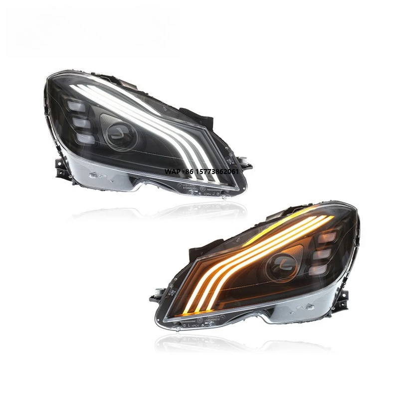 

1 Unit for 11-14 Models of C-Class W204 Headlight Assembly Modification C180 Three bar LED Lens 11-14