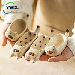 YWDL Mini Cartoon Cat Sauce Dish Ceramic Ketchup Soy Vinegar Dipping Dish Kitchen Knife Fork And Chopsticks Rack Table Decorate