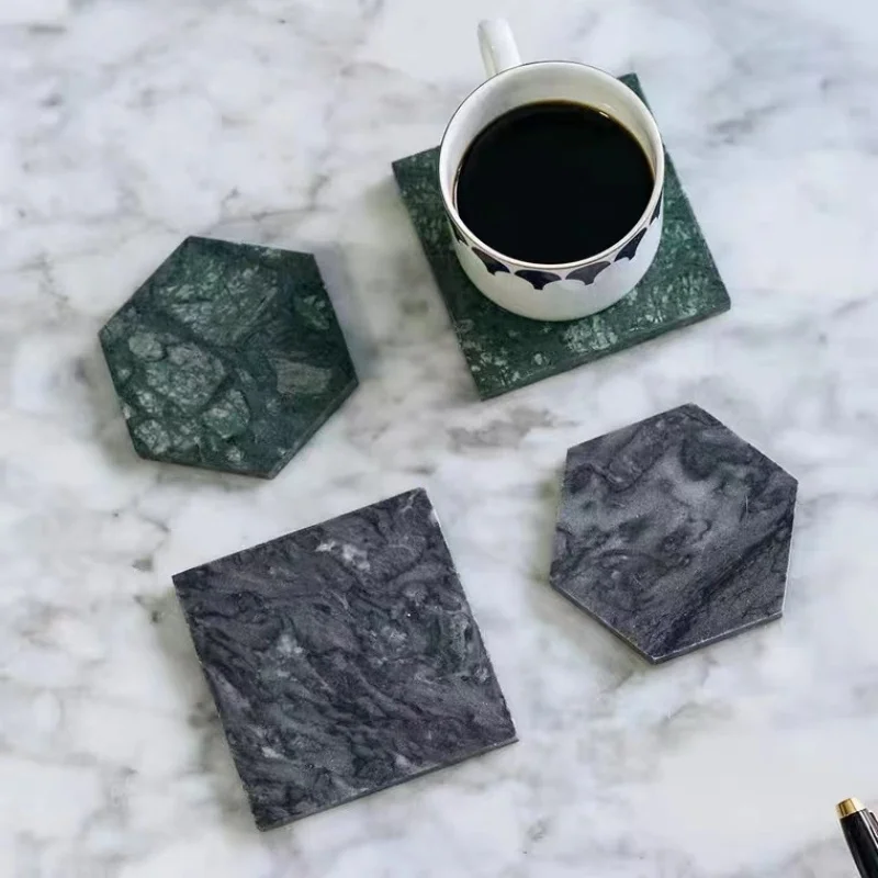 Scandinavian Natural Marble Coasters Anti-scald Heat Insulation Waterproof Tea Coaster Jewelry Photography Table Glasses Holder