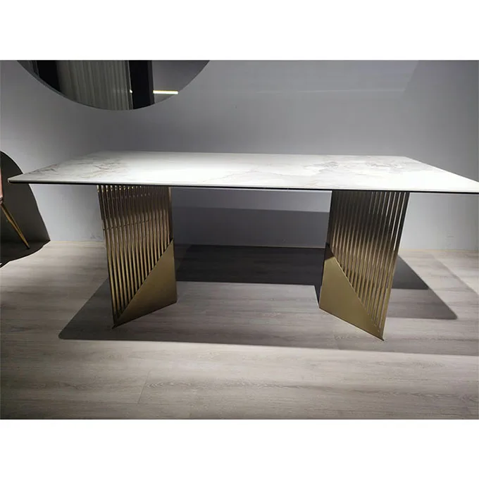 Hot Selling Modern 70-Inch Luxury Black Stainless Steel Dining Table  for Living Room Furniture