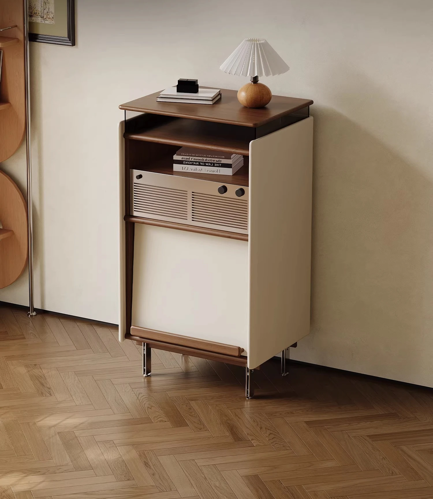 

Medieval style solid wood chest of drawers, cherry wood small apartment storage record cabinet, vintage Bauhaus sofa sideboard