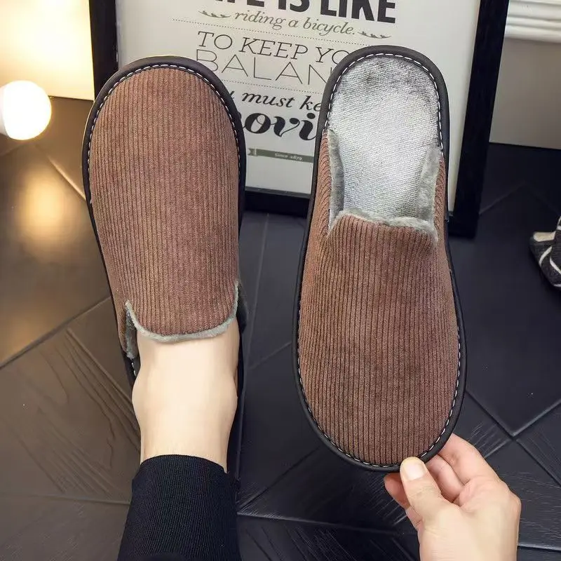 Winter Warm Plush House Slippers for Women Men Non Slip Indoor Cotton Fuzzy Slippers Plus Size Couple Cozy Home Slippers