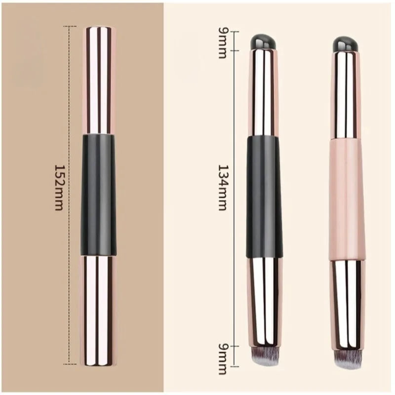 Pincel corretivo de silicone de ponta dupla 2 em 1, aplicador portátil de bálsamo labial com tampa, pincel de maquiagem, ferramentas de beleza