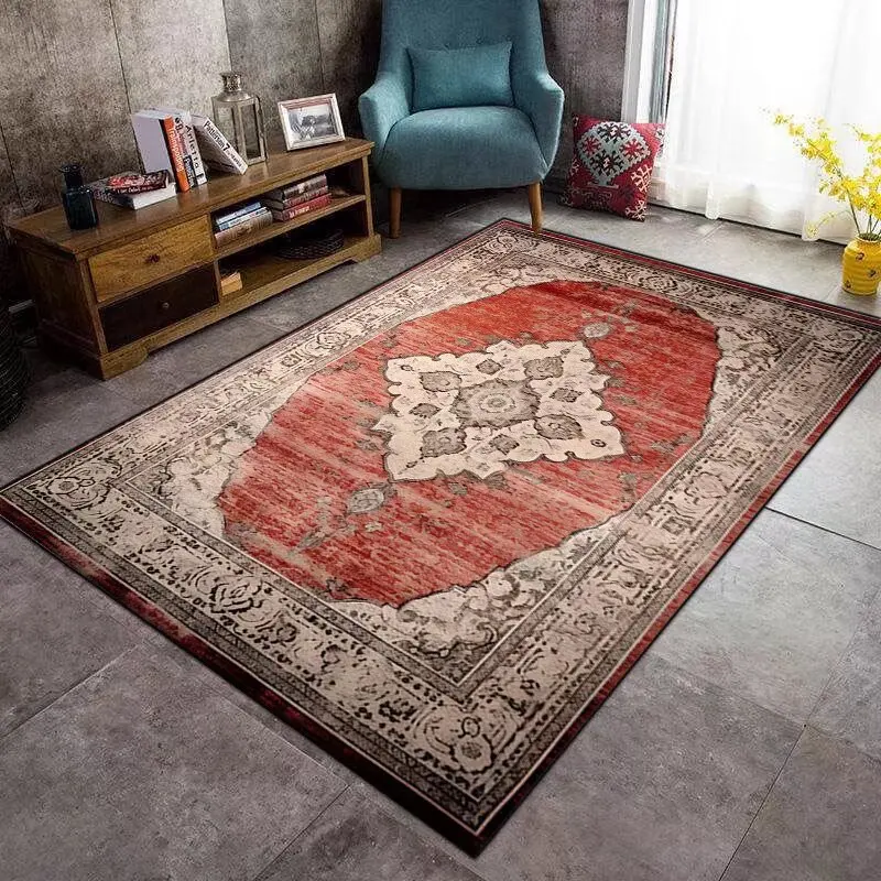 Persian Style Distressed Carpet for Live Room Classical Plush Boho Room Decoration Home Mats Soft Antiskid Large Rug for Bedroom