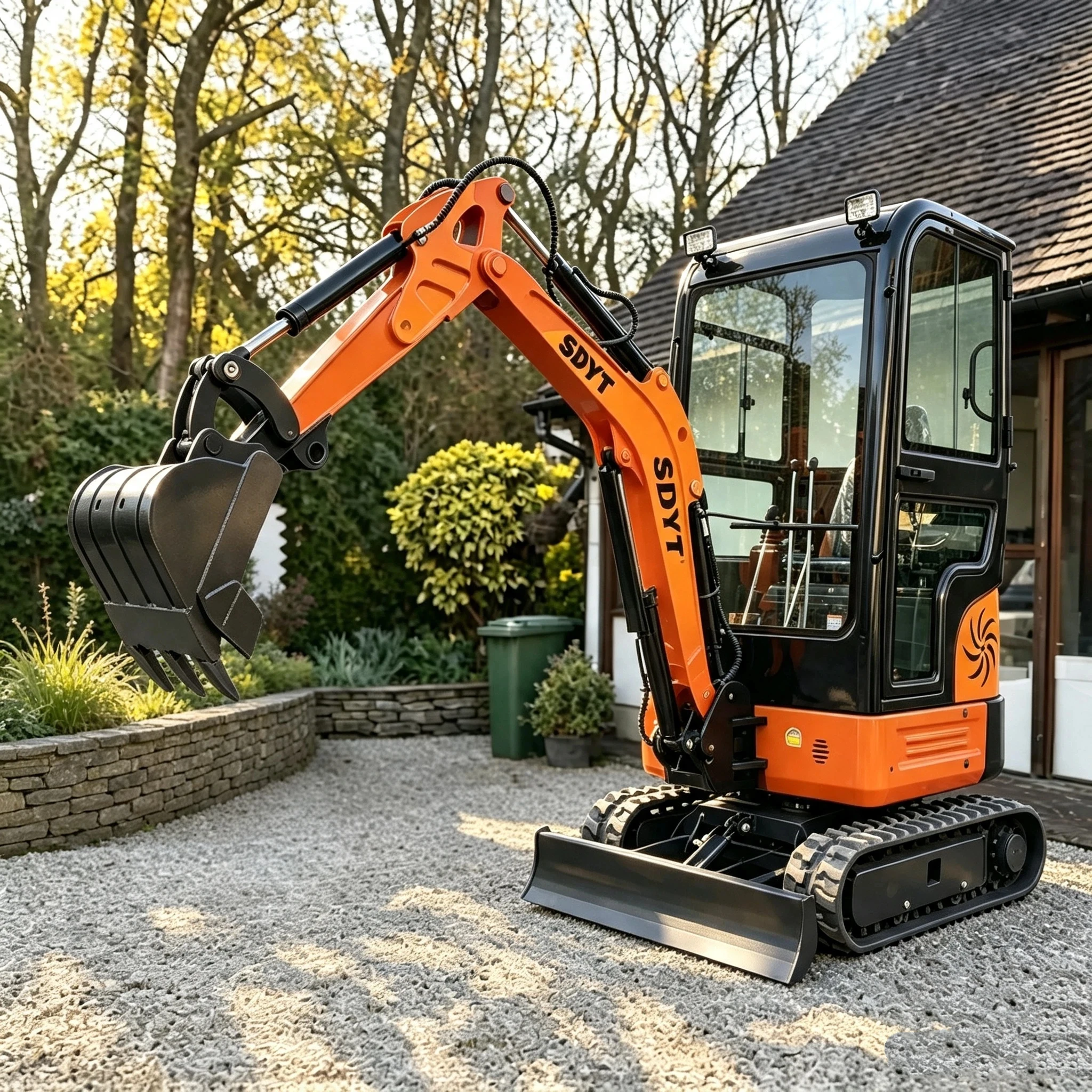 Mini-excavatrice compacte Star Model, excavatrice compacte conforme aux normes EPA pour le creusement de fossés dans les vergers, mini-excavatrice personnalisée pour plusieurs dispositifs d'assistance.