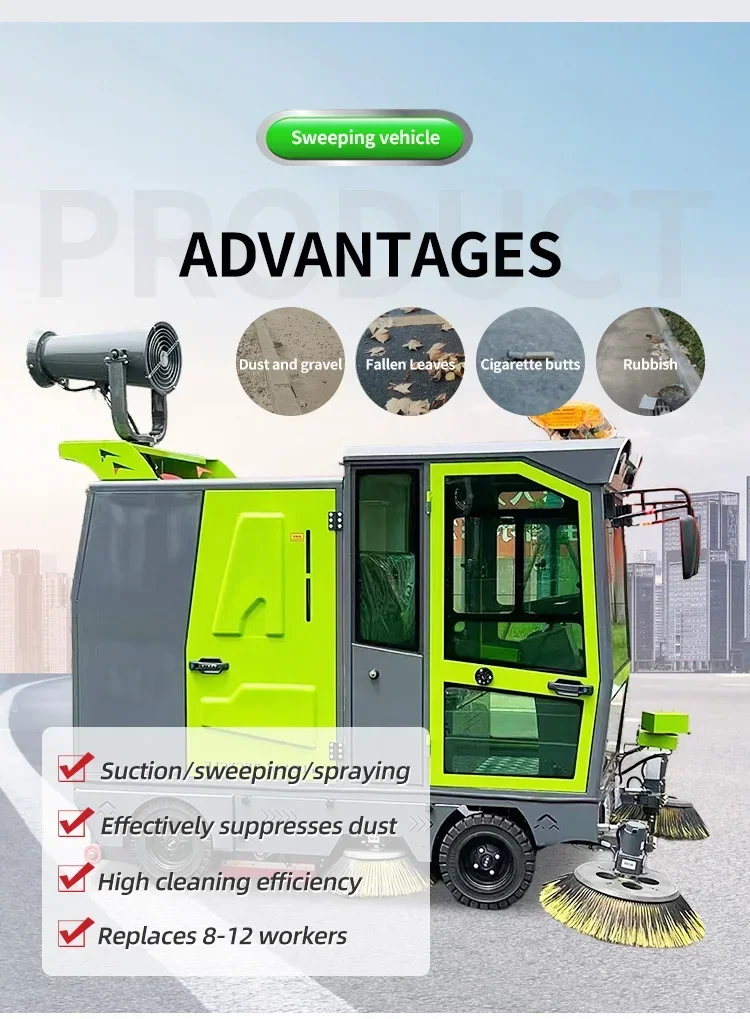 Road Cleaning Machine Battery Floor Scrubber Industrial Electric Multi-functional Floor Cleaning Machine Ride-on Cleaner