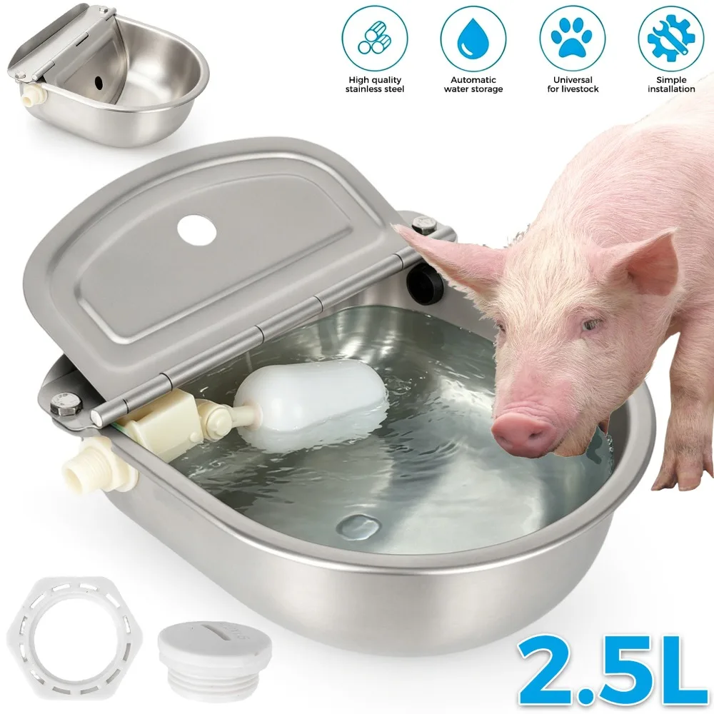 1 pièce, abreuvoir flottant en acier inoxydable 304 de 2,5 L pour bétail, adapté aux chevaux, bovins, moutons et chiens.