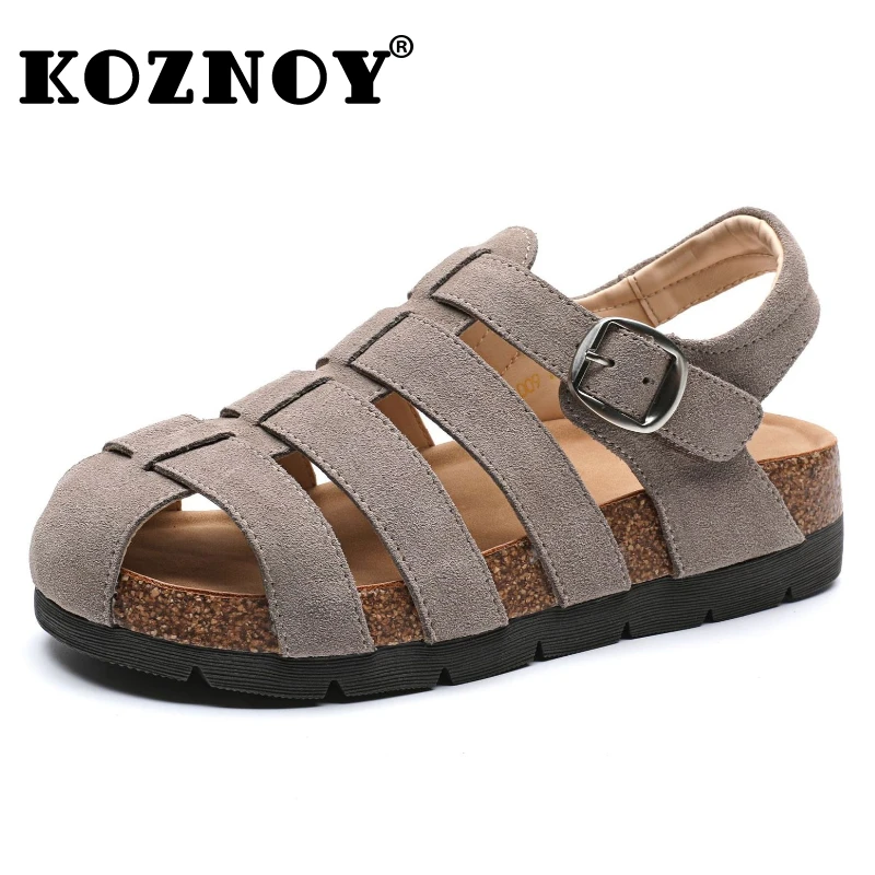

Koznoy/женские замшевые туфли из коровьей кожи 4 см, летние женские роскошные сандалии Мэри Джейн на плоской подошве и платформе на танкетке с крючками