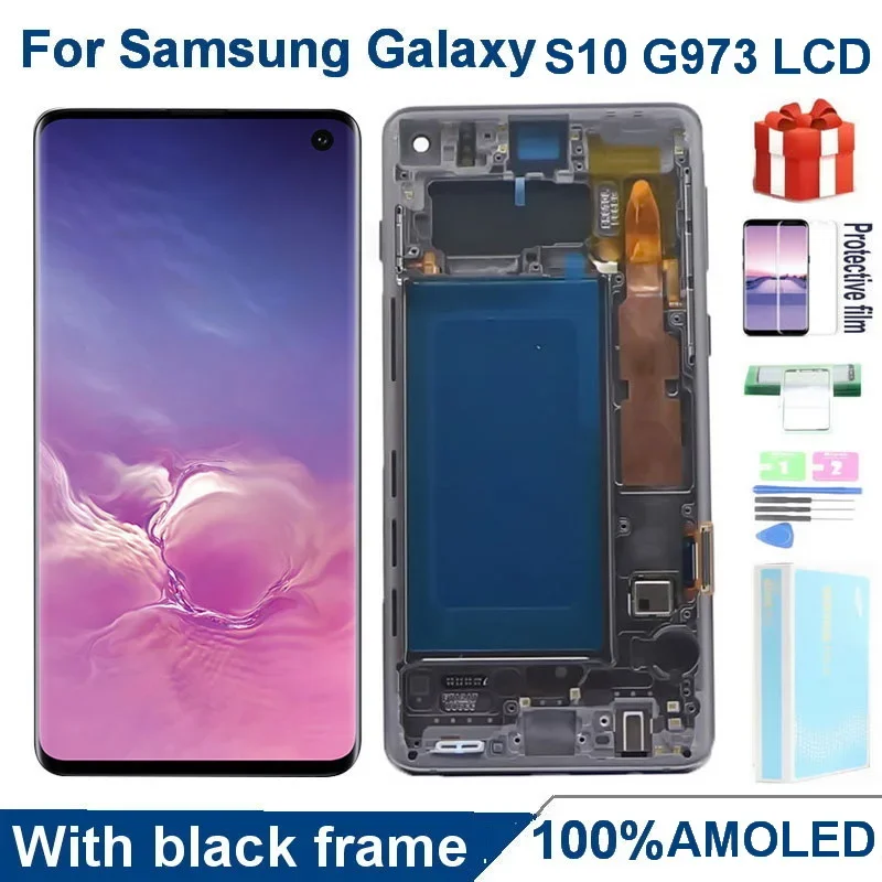 SUPER AMOLED s10 LCD Screen Touch Screen Digitizer For Samsung S10 G973 SM-G9730 G973F SM-G973F/DS G973U LCD Display Assembly