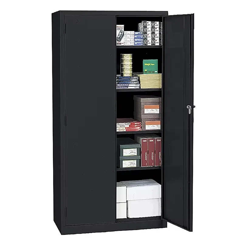 Metal steel office filing cabinet 4 shelves metal cupboard storage file  with 2 swing doors