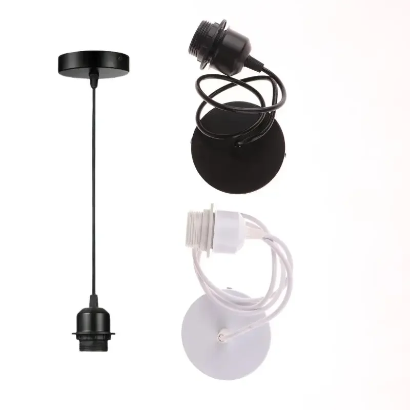 

1 Set Nordic Half Teeth Lampshade Base Vintage E27 Hanging Lamp Holders With 0.8/1/1.2/1.5M Cable Ceiling Lamp Holder Socket