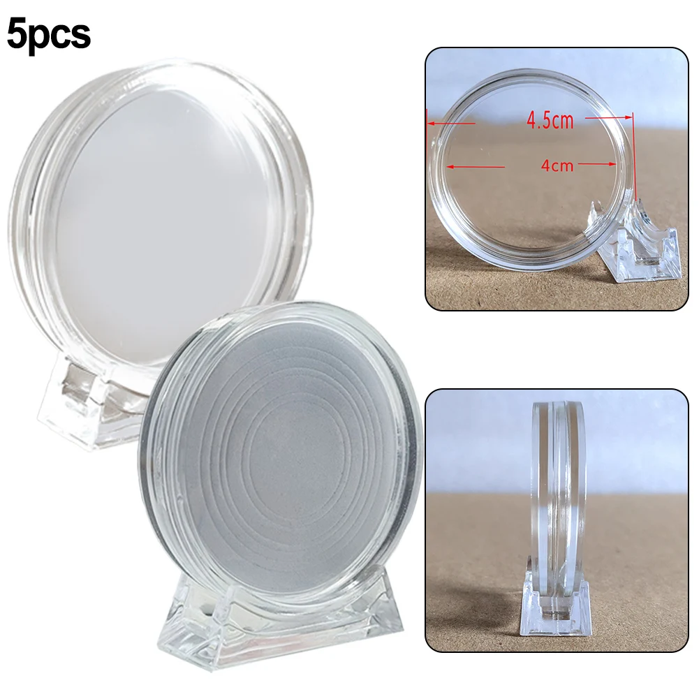 ~5PCS 17-38MM Transp~arent Plastic Coin Holde~r Acrylic Coin Display Case C~ollecting Box Commemorativ~e Medal Protection Box