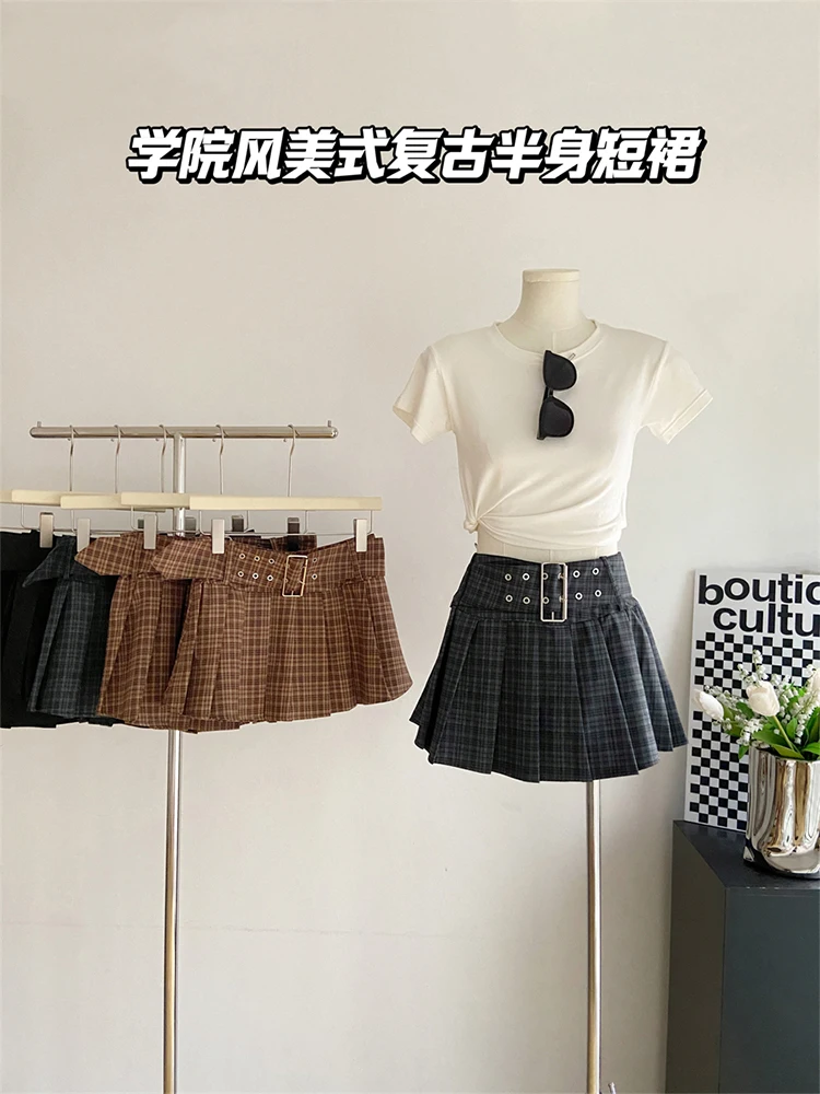 

Women A-line Pleated Skirt Vintage Y2k Skirt Harajuku 90s Aesthetic Preppy Style Mini Skirts 2000s 90s Aesthetic Clothes Summer