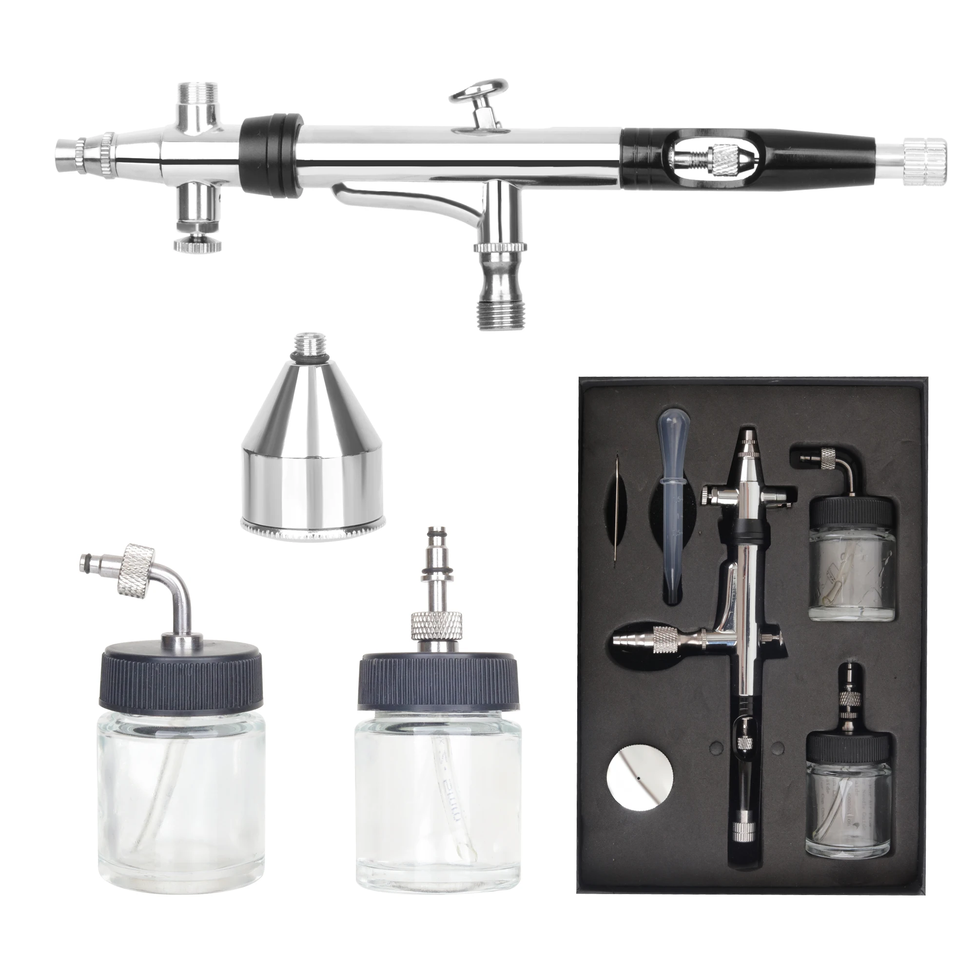 

RIBO Newly designed air brush pen has a 360 degree rotatable cup that supports all different positions of air brushes