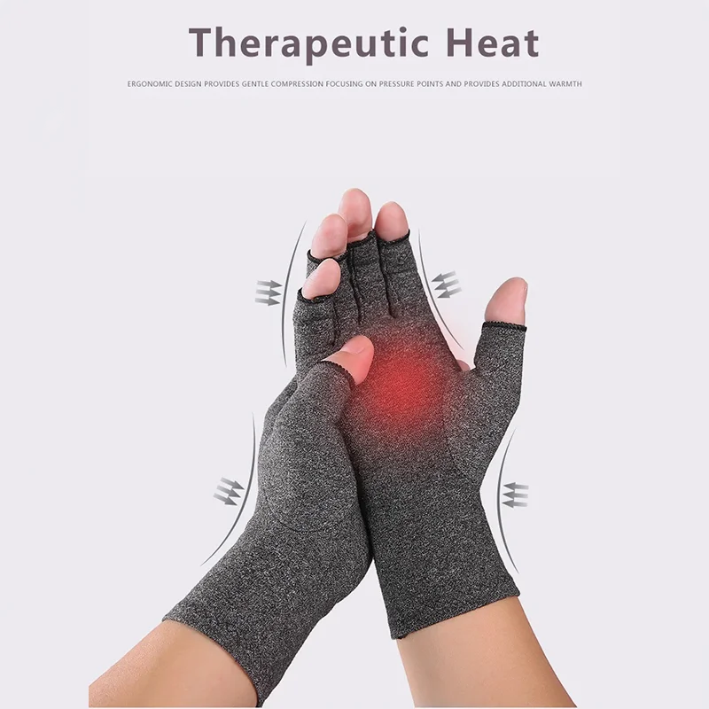 Kompressions-Arthritis-Halbfingerhandschuhe für Männer und Frauen, weiche und langlebige Handgelenkstütze, geeignet für den täglichen Gebrauch mit Touchscreen – Detail 2