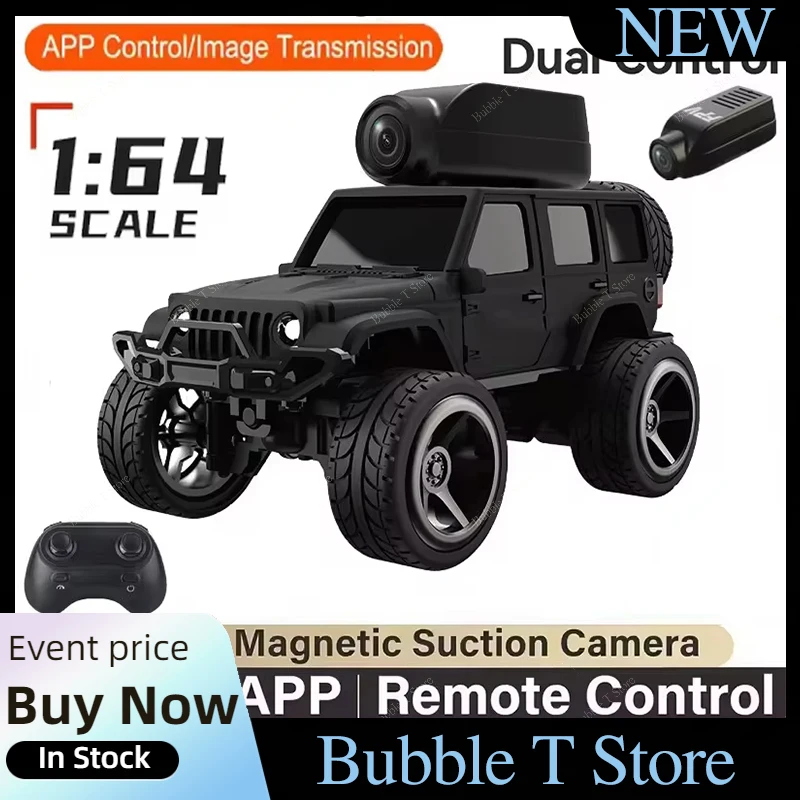

Alloy RC Car 1:64 Scale with Camera Remote Control Off-Road Toy for Defender & Wrangler - APP Image Transmission Christmas Gift