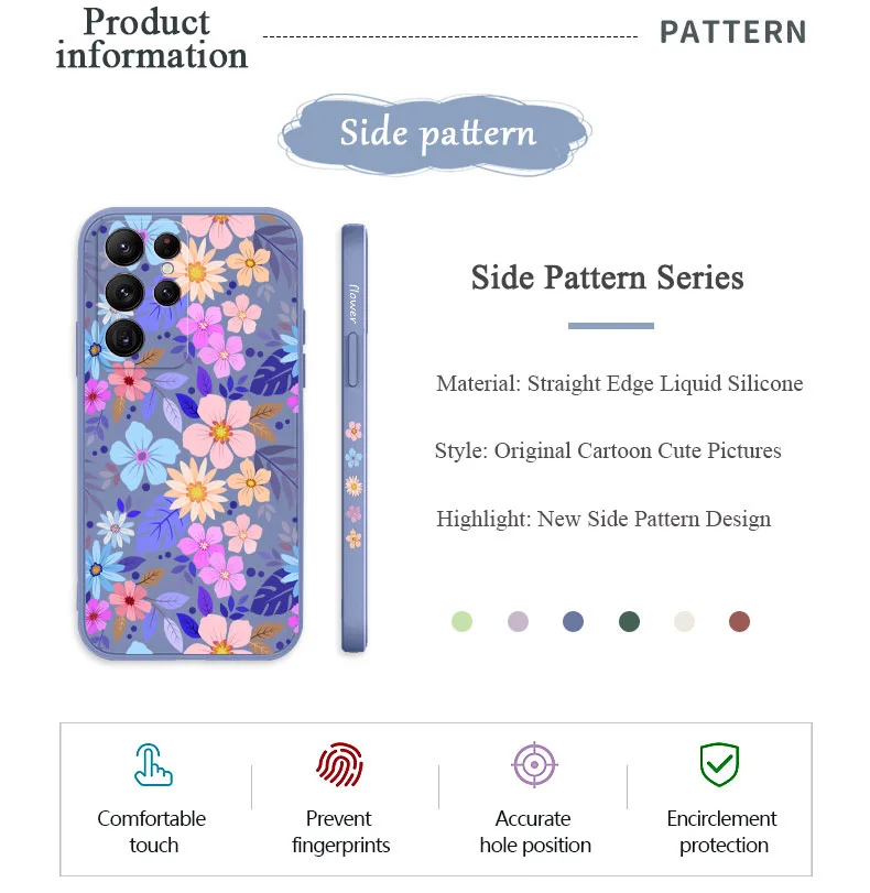 Auffällige Blumen Handyhülle für Samsung Galaxy S25 S24 S23 S22 S21 S20 Ultra Plus FE Note 20 Ultra 10 9 Plus Cover – Detail 3