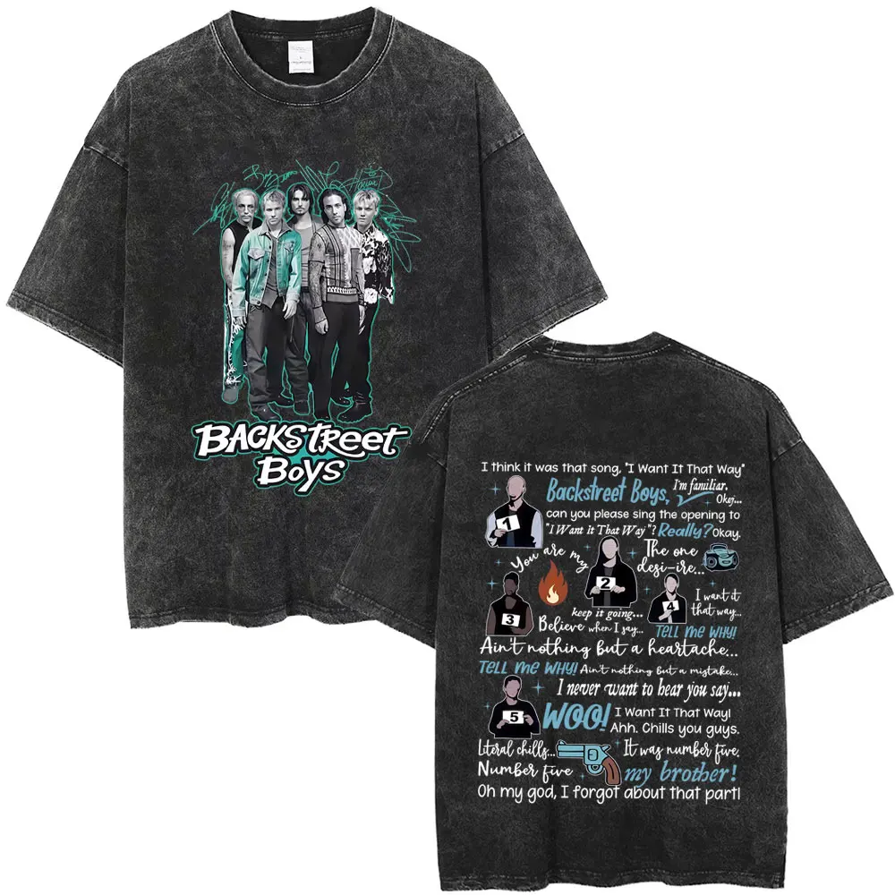 

Washed Vintage Rock Brand Backstreet Boys Graphic T Shirts Men Women Hip Hop Fashion Pop Music T-shirt Men's Oversized T-shirts