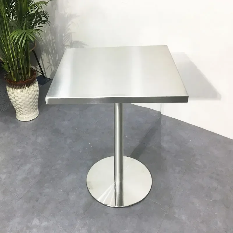 Simple Creative Stainless Steel Square Outdoor Dining Table, Small Cafe Restaurant