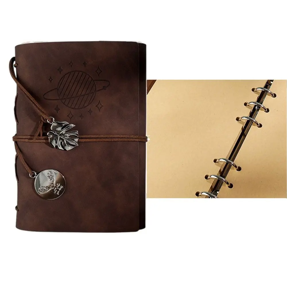

Creative Refillable Journal Notebook PU Leather Vintage Daily Notepad Handmade Retro Pendants A6 Sketchbook Women