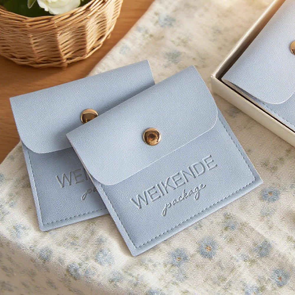 

Mini Stud Earring Jewelry Pouches Custom Logo Portable Compact PU Leather Button Bags for Travel Accessories Storage Organizer
